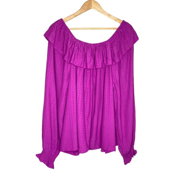 ✨NWT Target Knox Rose Purple Puff Sleeve Ruffle Neck Peasant Blouse Top Size XXL - Picture 10 of 12